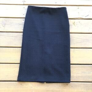 LOFT Black Pattern Elastic Band A-Line Skirt